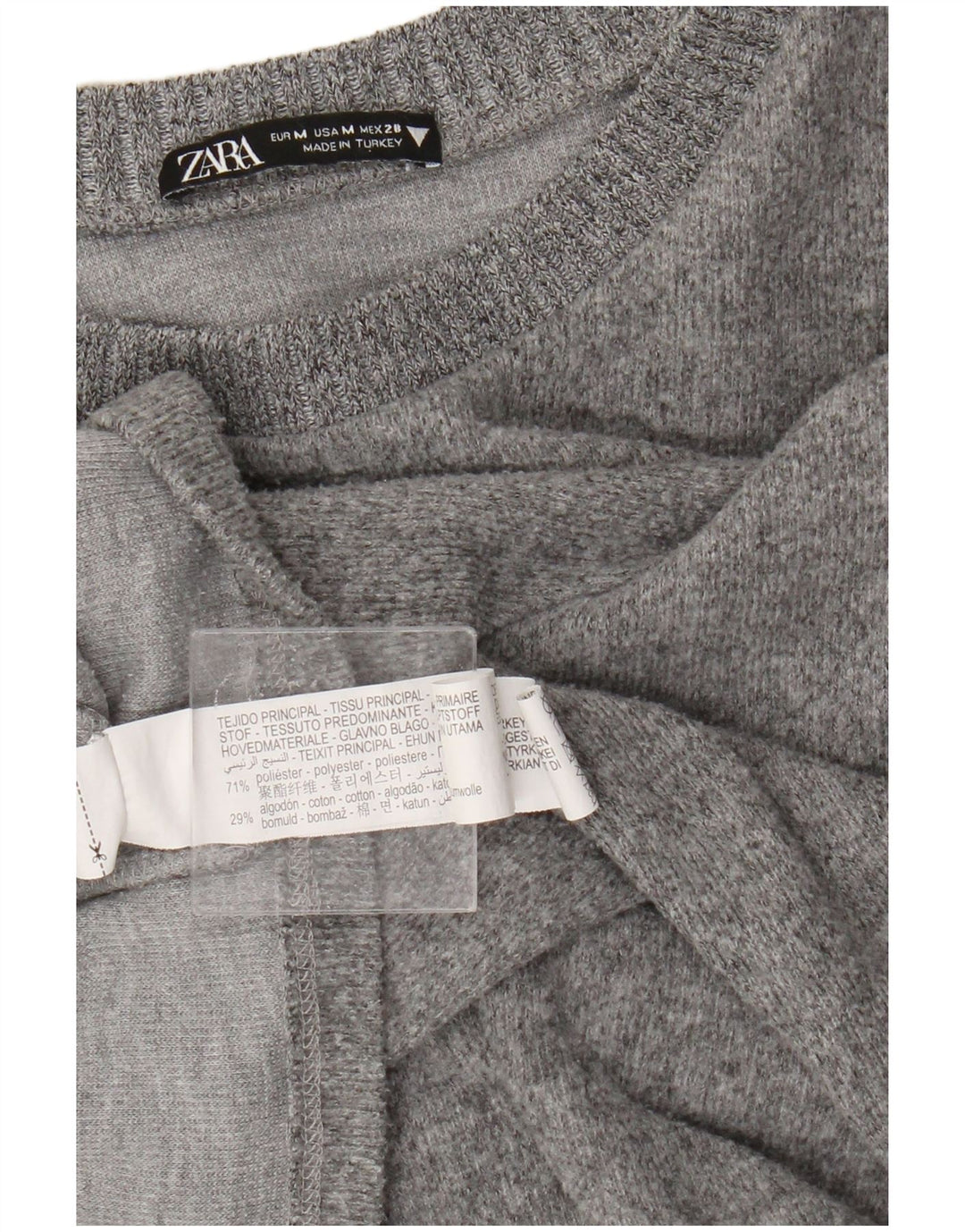 Zara Womens Crew Neck Jumper Sweater UK 14 Medium Grey Polyester