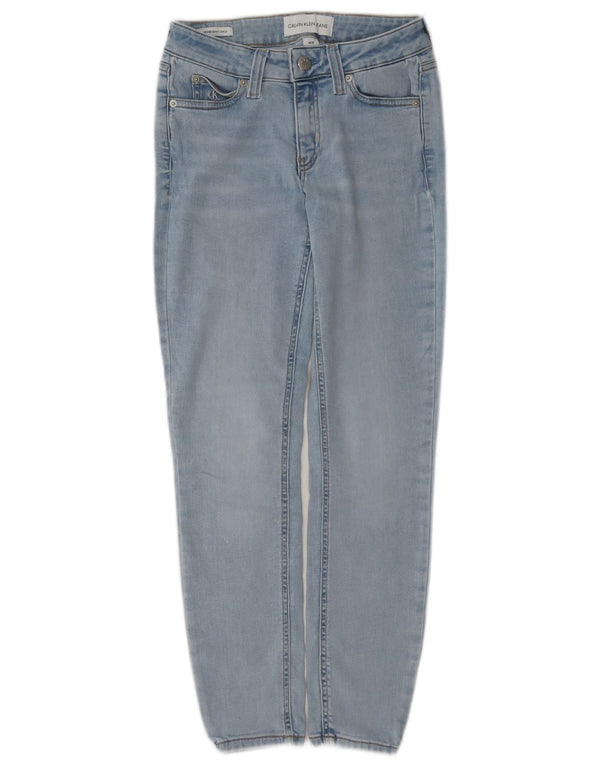 Calvin Klein Womens Mid Rise Skinny Jeans W25 L27 Blue Cotton
