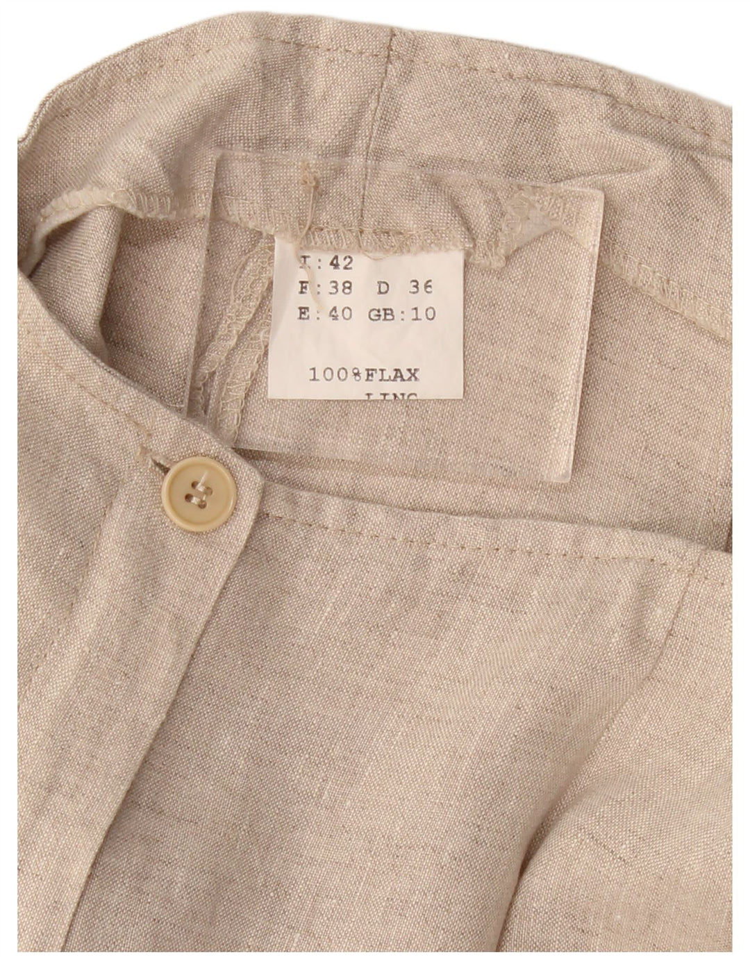 VINTAGE Womens Straight Capri Trousers UK 10 Small W30 L21 Beige Linen