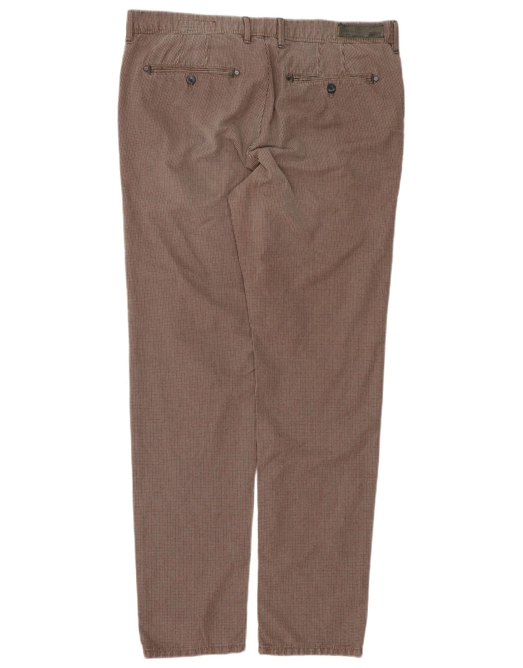 RIFLE Mens Slim Chino Trousers W33 L32 Brown Houndstooth Cotton