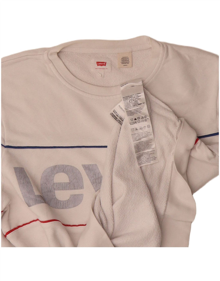 LEVI'S Mens Graphic Sweatshirt Jumper Small White Cotton