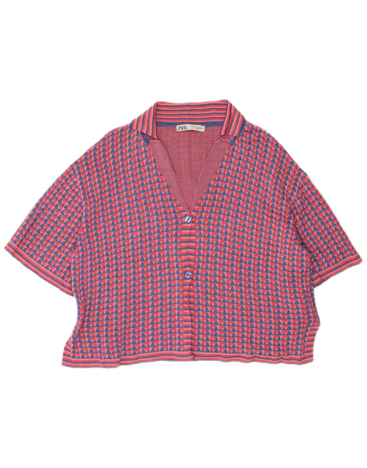 Zara Womens Short Sleeve Cardigan Sweater UK 14 Medium Multicoloured