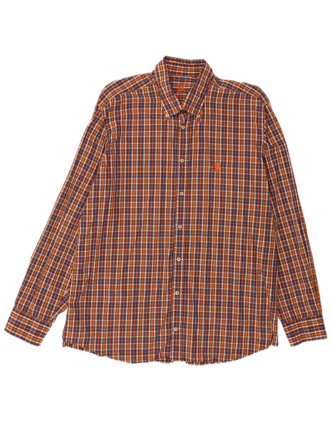 Adidas Mens Checked  Shirt Size 44 Large Orange Plaid Cotton