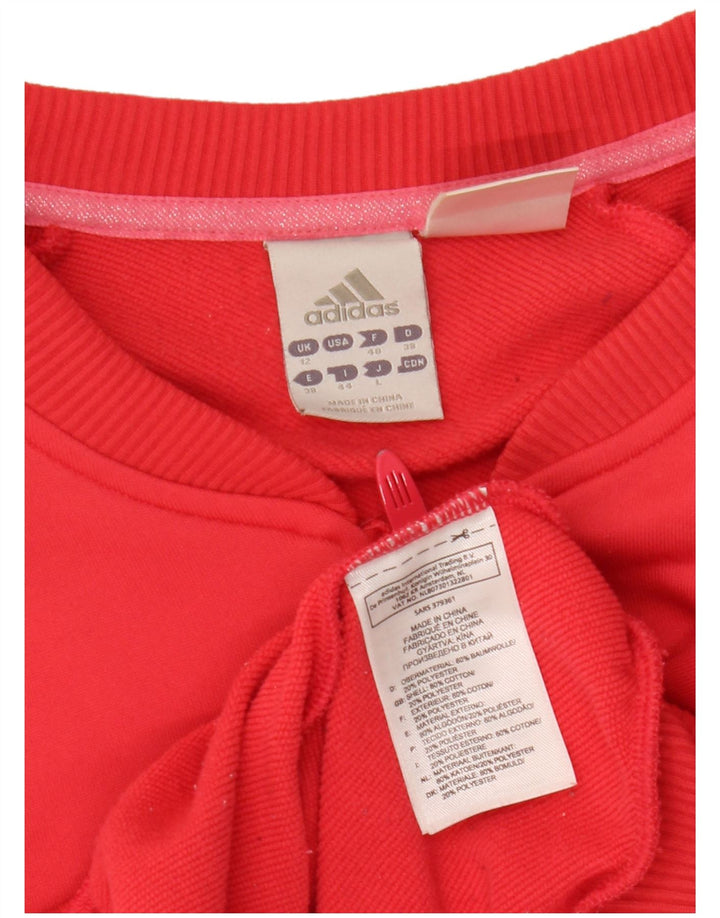 Adidas Womens Graphic Tracksuit Top Jacket UK 12 Medium Pink Cotton