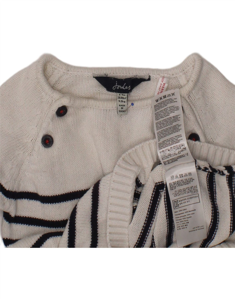 JOULES Baby Girls Boat Neck Jumper Sweater 6-9 Months White Striped Cotton Vintage Joules and Second-Hand Joules from Messina Hembry 