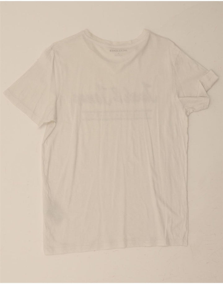 JACK & JONES Mens Graphic T-Shirt Top Medium White Cotton Vintage Jack & Jones and Second-Hand Jack & Jones from Messina Hembry 