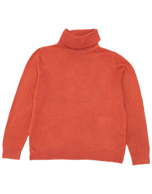 Marks & Spencer Womens Roll Neck Jumper Sweater UK 12 Medium Orange Acrylic