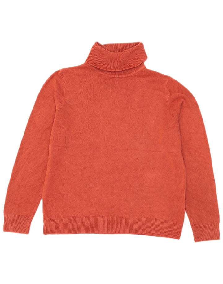 Marks & Spencer Womens Roll Neck Jumper Sweater UK 12 Medium Orange Acrylic