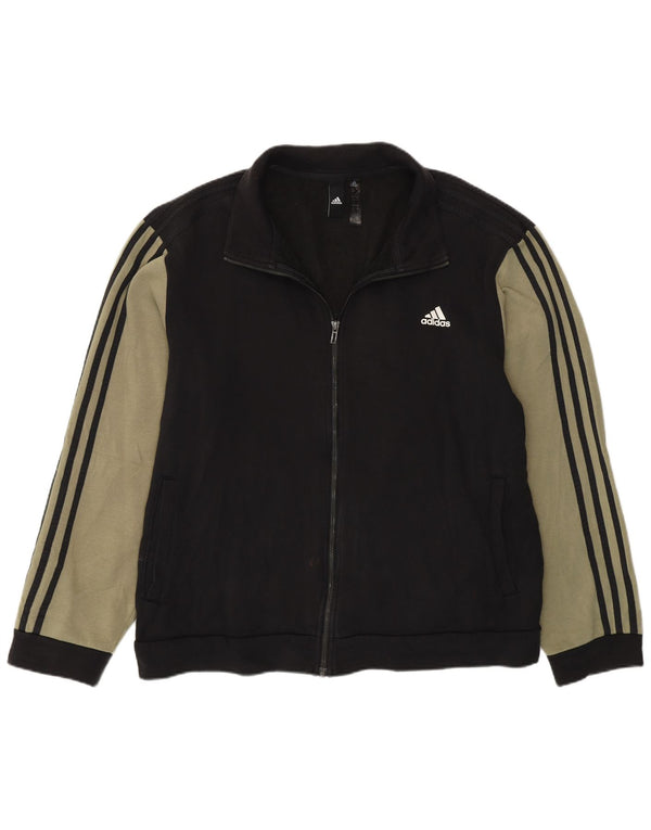 Adidas Mens Tracksuit Top Jacket UK 46/48 XL Black Colourblock Cotton