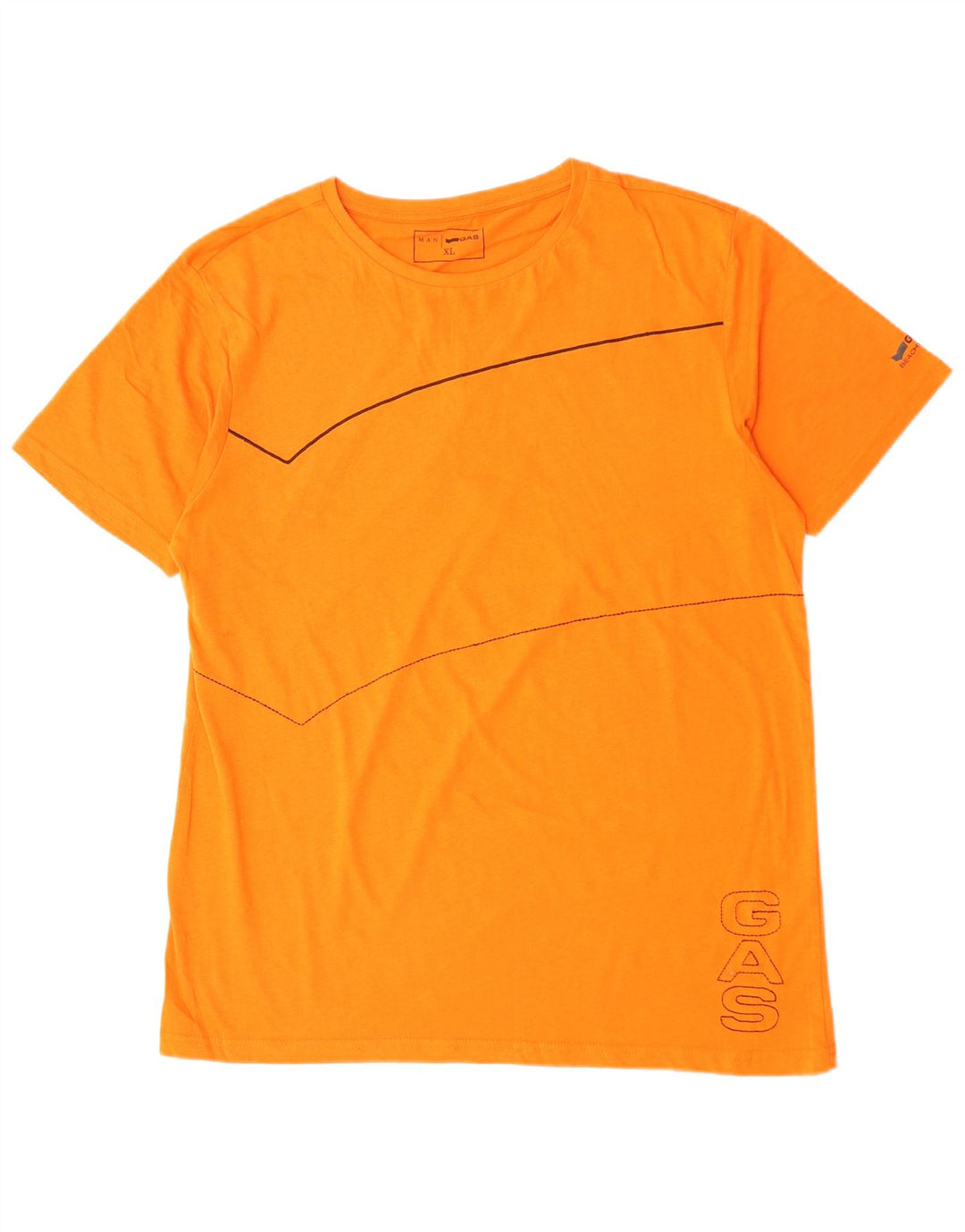 GAS Mens Graphic T-Shirt Top XL Orange Cotton