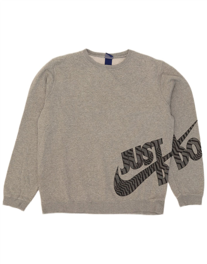 Nike Mens Graphic Sweatshirt Jumper Large Grey Flecked Cotton