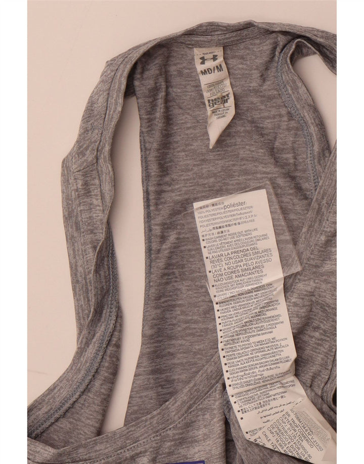 UNDER ARMOUR Womens Loose Fit Graphic Vest Top UK 12 Medium Grey Polyester