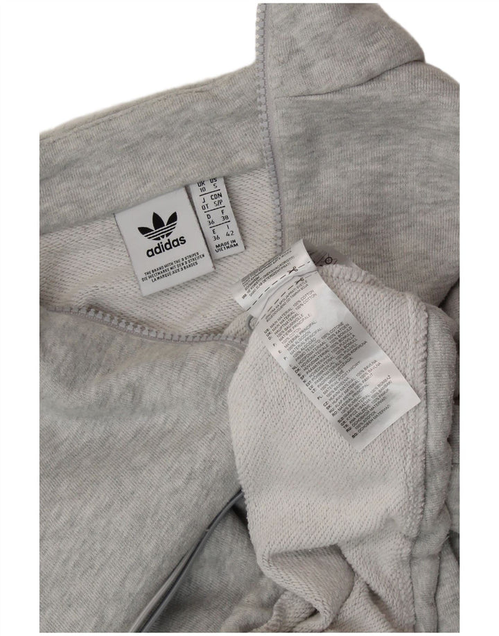 ADIDAS Womens Oversized Crop Graphic Sweatshirt Jumper UK 10 Small  Grey