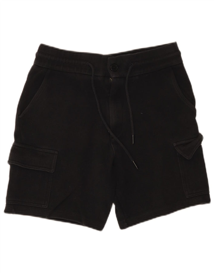 Zara Mens Cargo Shorts Small W30  Black Cotton