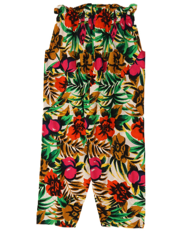 Vintage Womens High Waist Cropped Trousers W26 L23 Multicoloured Floral
