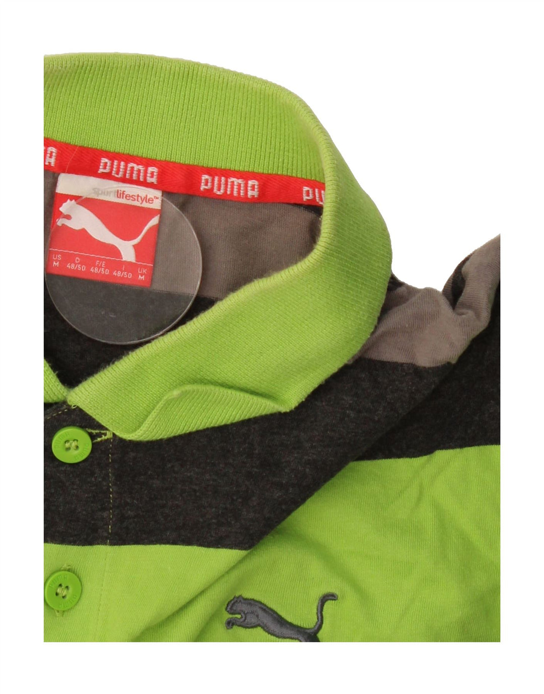 PUMA Mens Polo Shirt Medium Multicoloured Striped Vintage Puma and Second-Hand Puma from Messina Hembry 