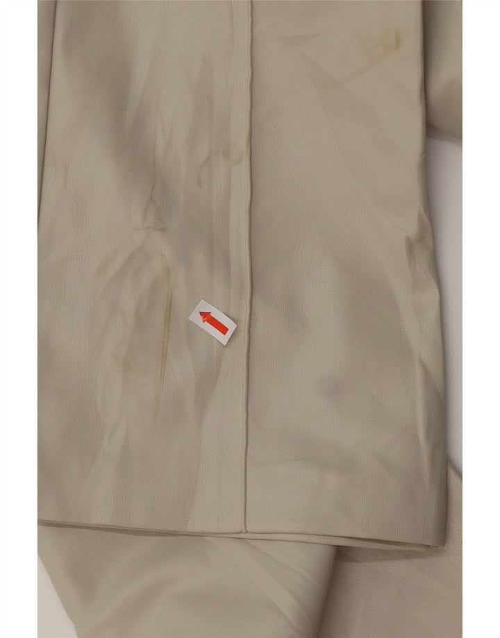 ZARA Womens Faux Leather Bootcut Trousers Small W26 L26 Beige Polyamide