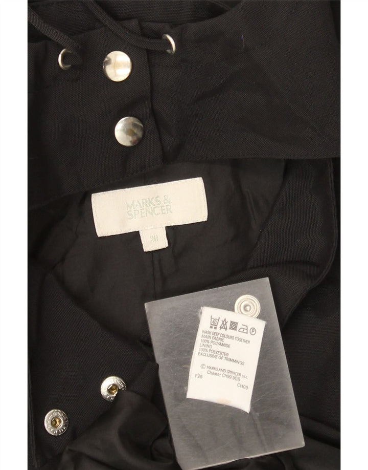 MARKS & SPENCER Womens Hooded Windbreaker Jacket UK 20 2XL Black Polyamide