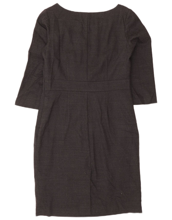 Boden Womens 3/4 Sleeve Regular Sheath Dress UK 12 Medium Grey Wool