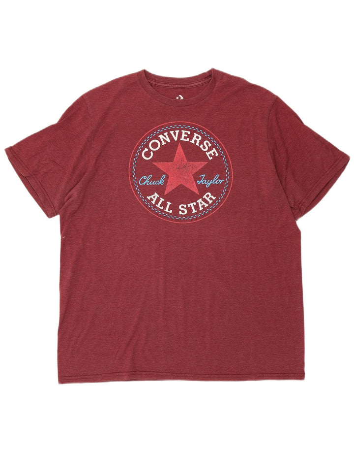 CONVERSE Mens Chuck Taylor Graphic T-Shirt Top Medium Maroon