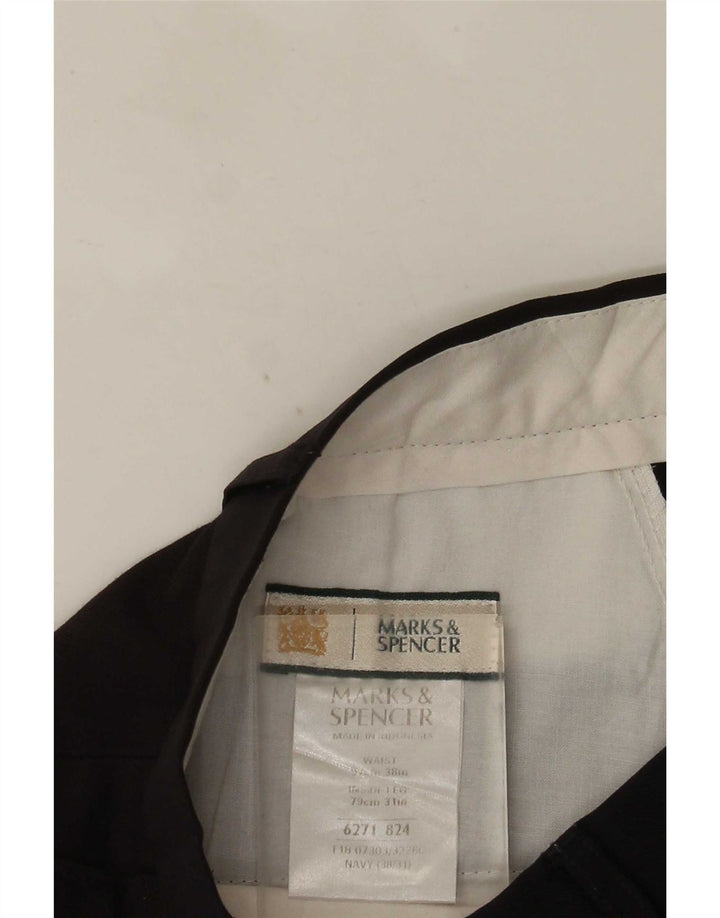 Marks & Spencer Mens Pegged Suit Trousers W38 L31 Navy Blue Polyester