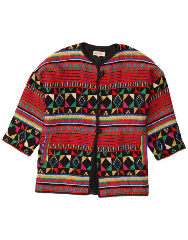 Vintage Womens Oversized Duffle Jacket IT 44 Medium Multicoloured Geometric