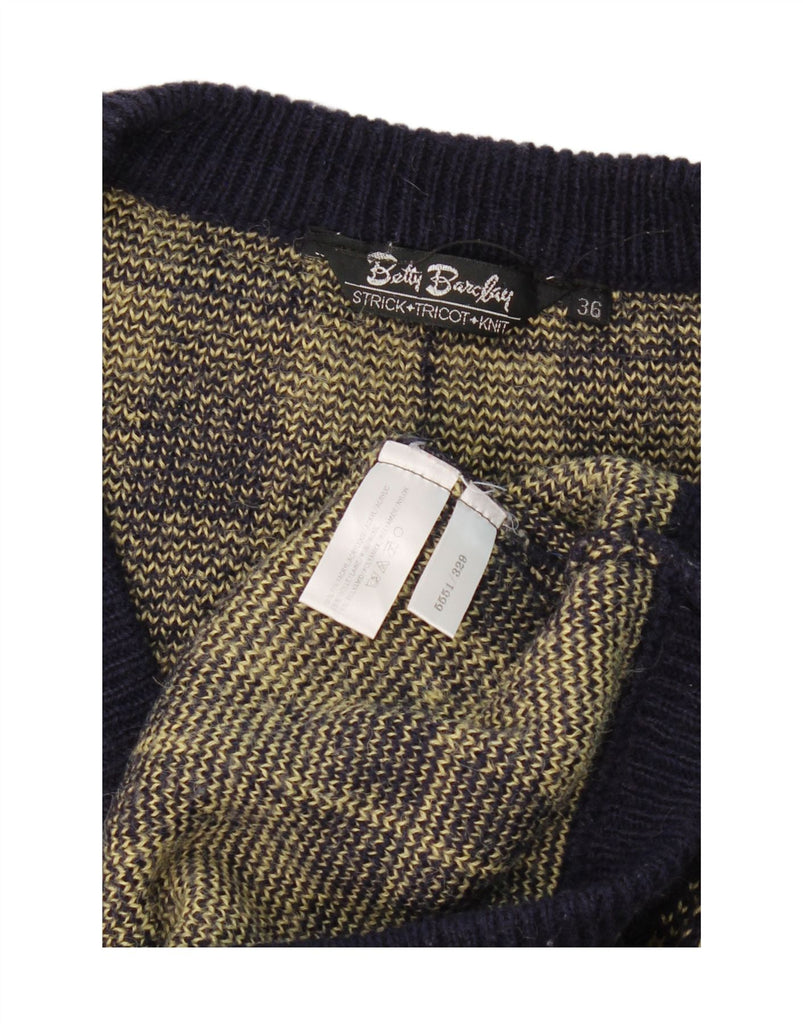 BETTY BARCLAY Mens V-Neck Jumper Sweater UK 36 Small Navy Blue Geometric Vintage Betty Barclay and Second-Hand Betty Barclay from Messina Hembry 