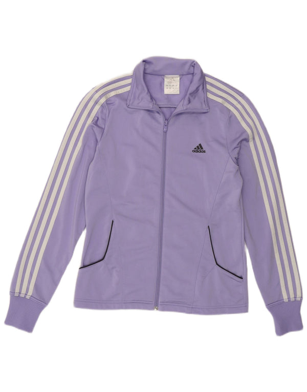 ADIDAS Womens Tracksuit Top Jacket UK 14 Medium Purple Polyester