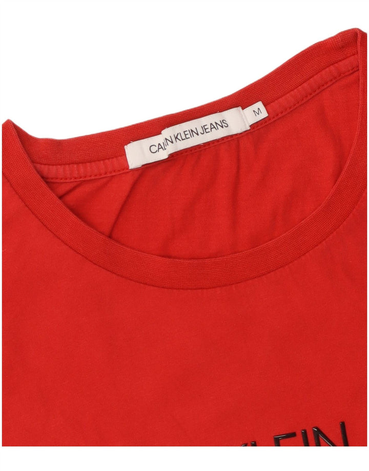 Calvin Klein Jeans Womens Graphic T-Shirt Top UK 12 Medium Red