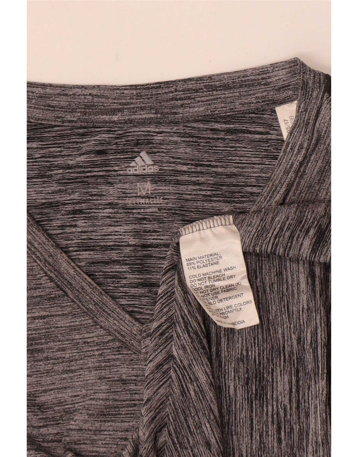 Adidas Womens Climalite T-Shirt Top UK 12 Medium Grey Flecked Polyester