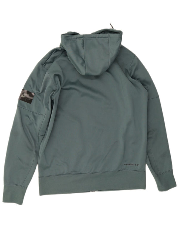 Nike Mens Therma-Fit Graphic Zip Hoodie Sweater Medium Green Polyester