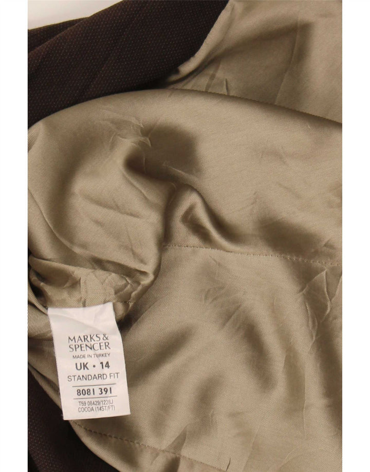 Marks & Spencer Womens 1 Button Blazer Jacket UK 14 Medium Brown