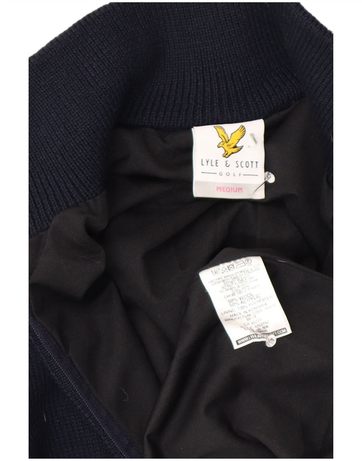 Lyle & Scott Mens Cardigan Sweater Medium Navy Blue Wool