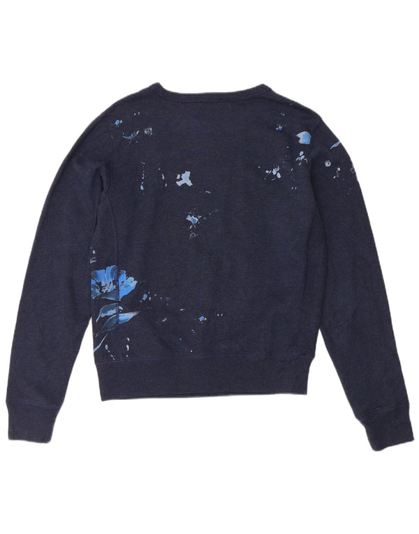 POLO RALPH LAUREN Womens Sweatshirt Jumper UK 10 Small Navy Blue Floral