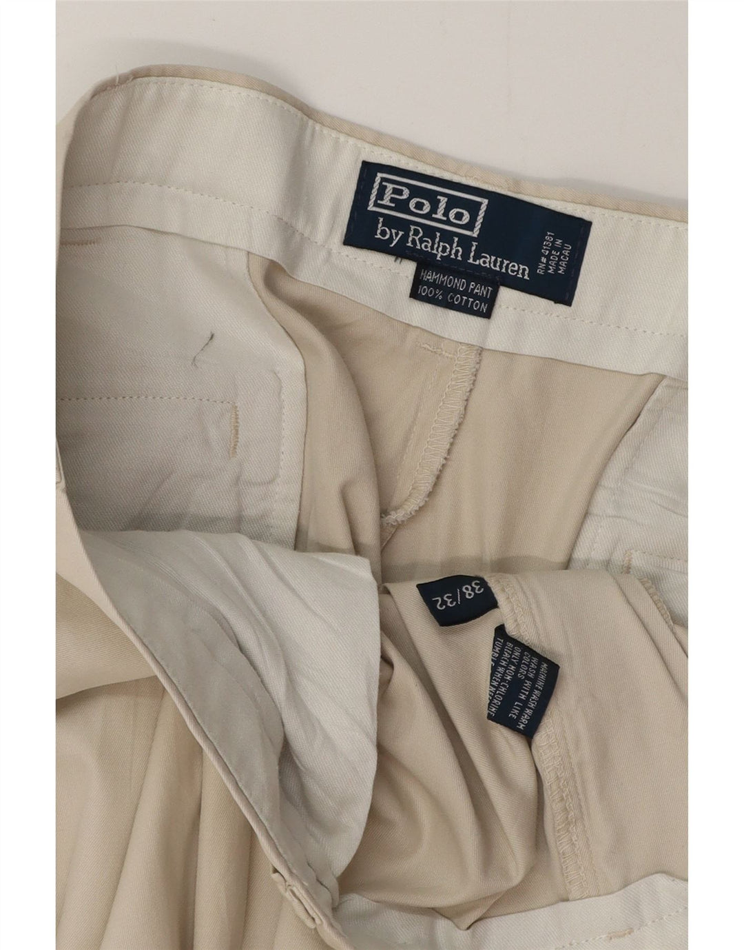 POLO RALPH LAUREN Mens Pegged Chino Trousers W38 L32 Beige Cotton