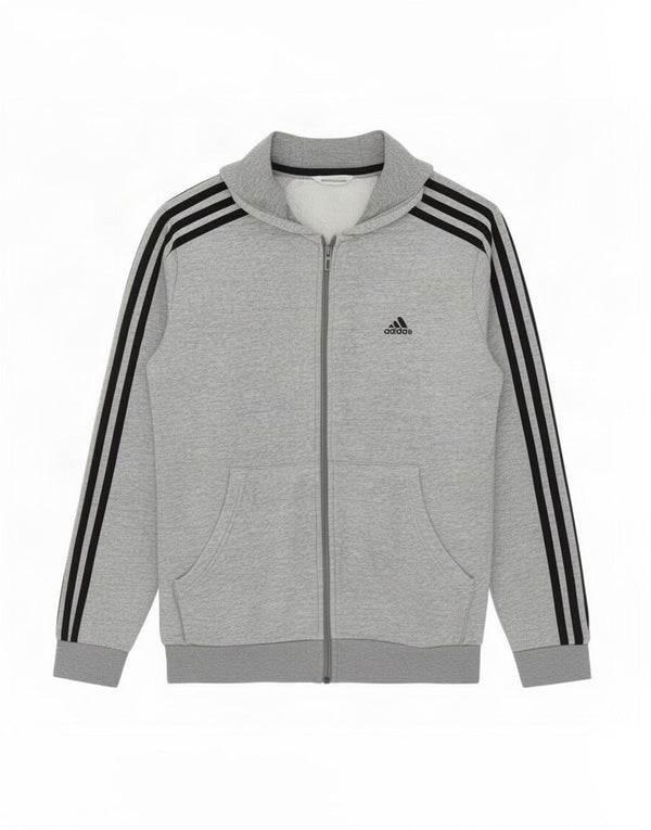 Adidas Boys Zip Hoodie Sweater 13-14 Years Grey Flecked Cotton