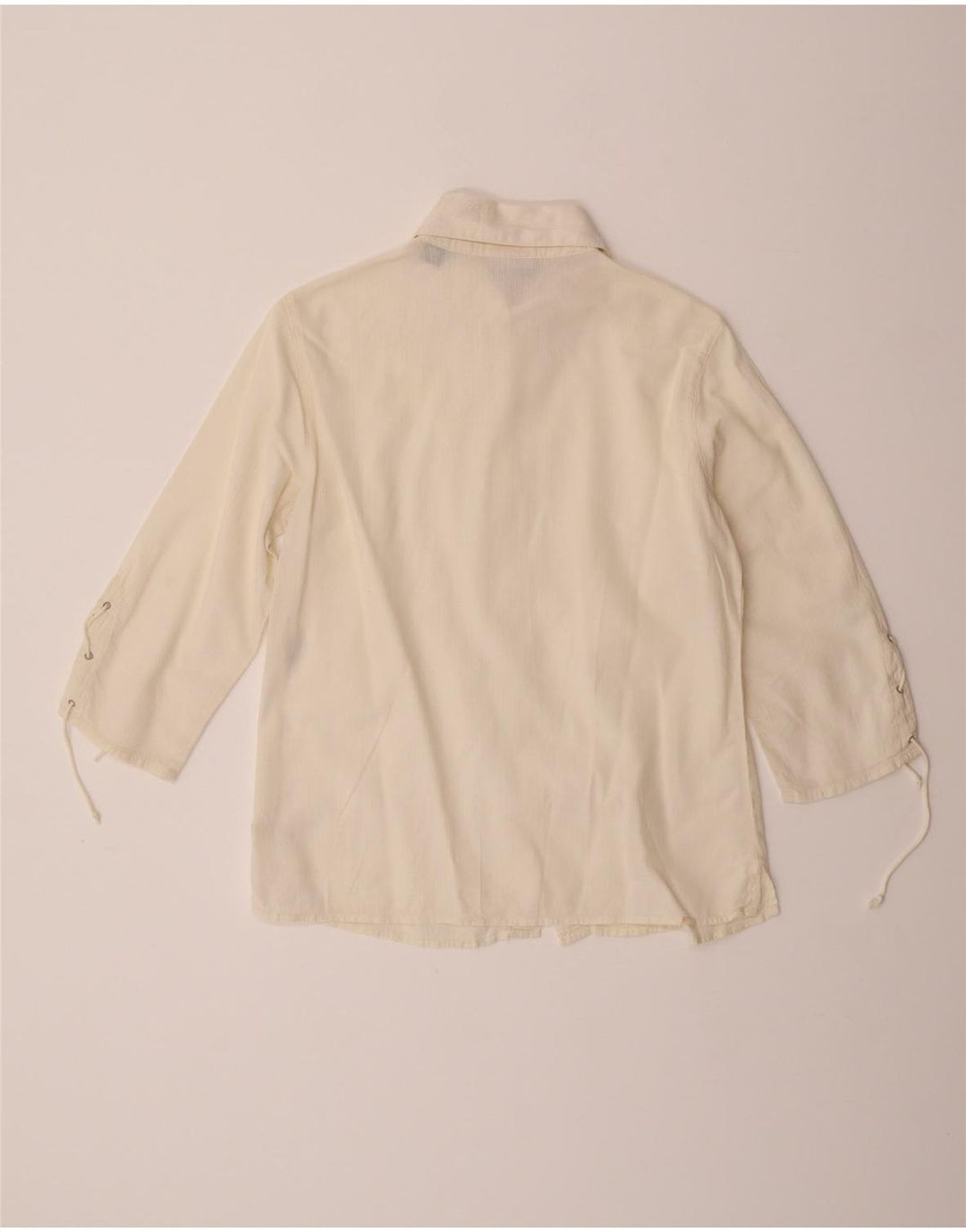 Murphy & Nye Womens 3/4 Sleeve Shirt Medium Off White Cotton