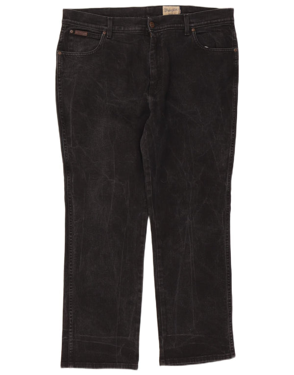 Wrangler Mens Texas Stretch Straight Jeans W40 L30 Black Cotton