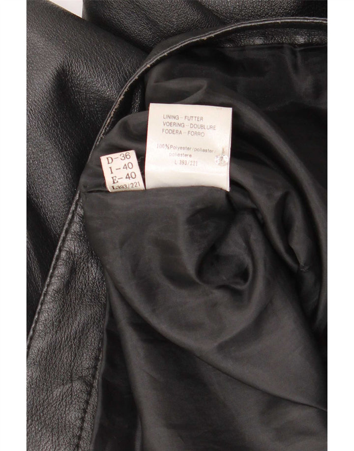 Vintage Womens Oversized Leather Bolero Jacket IT 40 Small Black