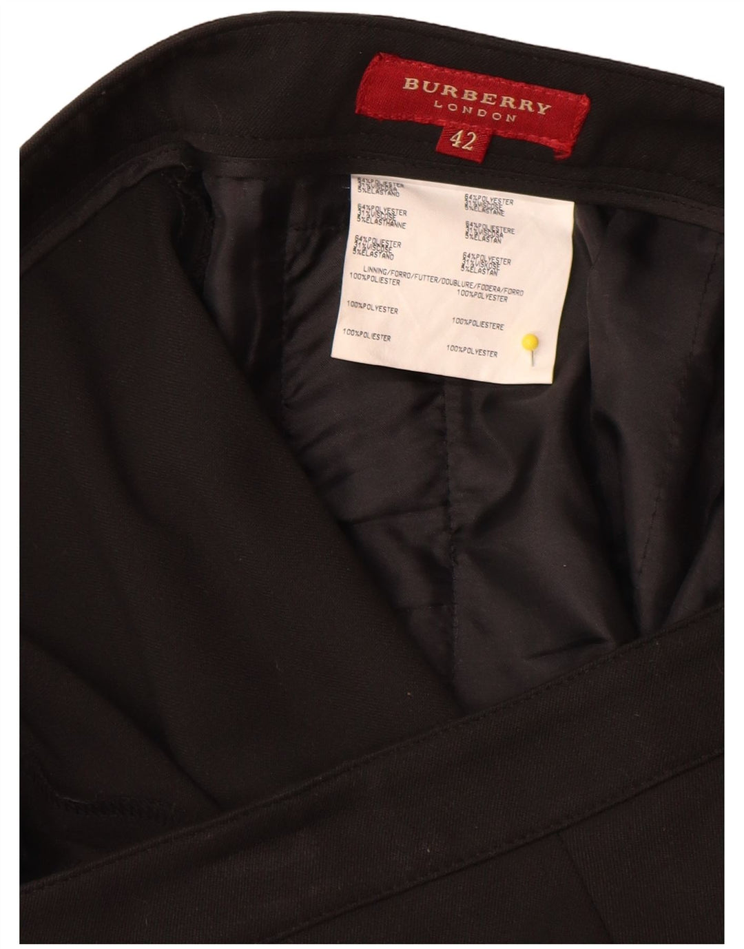 Burberry Womens Straight Suit Trousers IT 42 Medium W32 L35 Black Polyester