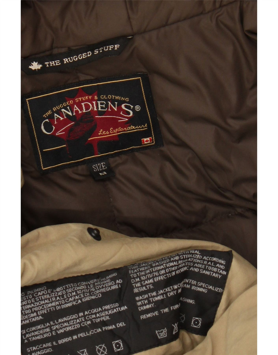 CANADIENS Mens Hooded Padded Jacket UK 38 Medium Beige