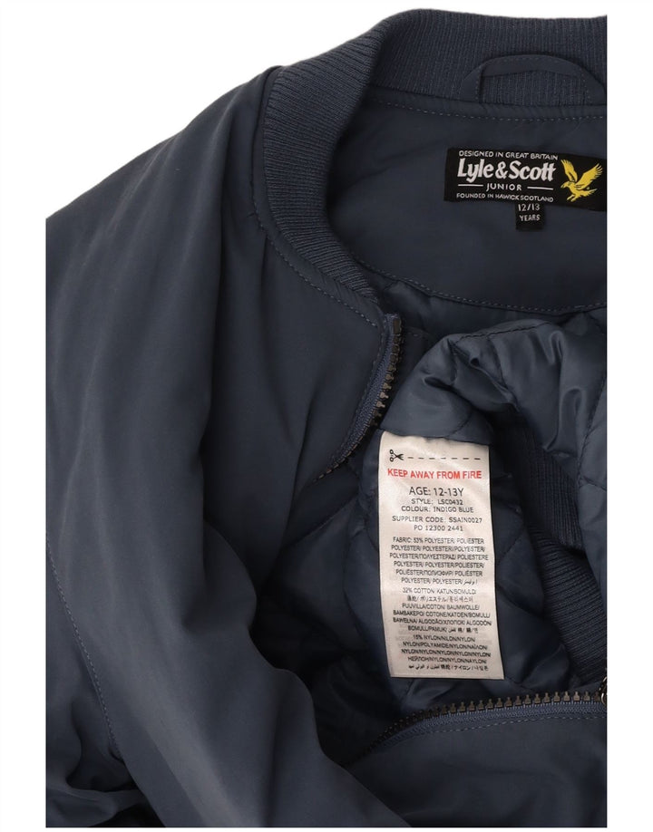LYLE & SCOTT Boys Bomber Jacket 12-13 Years Blue Polyester