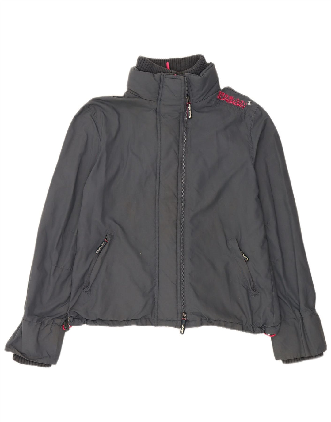 Superdry Womens Windcheater Rain Jacket UK 42 XL Grey Nylon