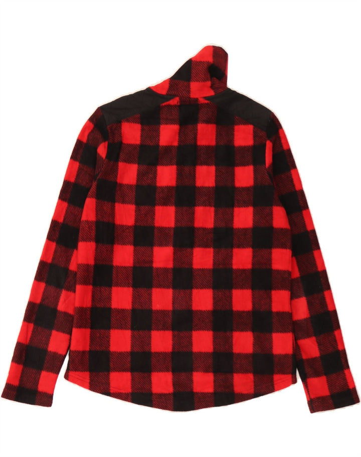 CHAPS Womens Fleece Jacket UK 10 Small Red Check Polyester Vintage Chaps and Second-Hand Chaps from Messina Hembry 