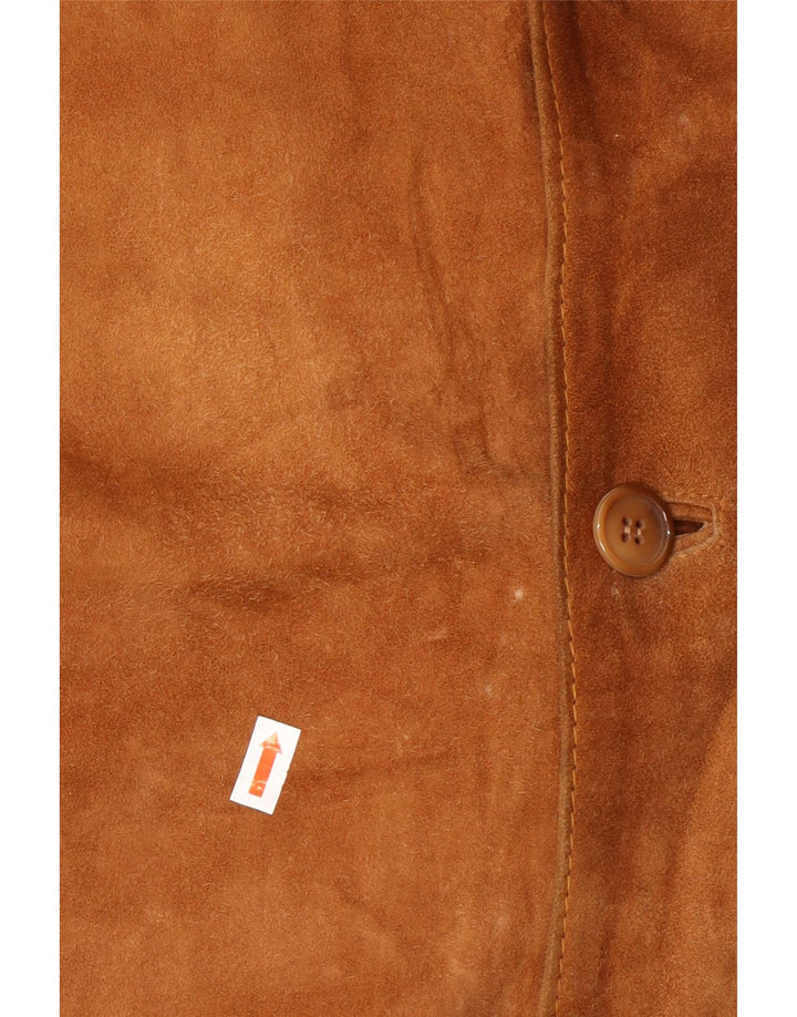 VINTAGE Mens Suede Jacket IT 52 XL Beige Leather