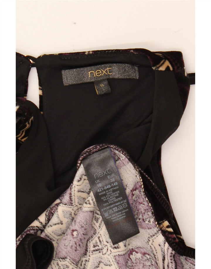 NEXT Womens Velvet Strapless Tunic Top UK 10 Small Black Floral Polyester Vintage Next and Second-Hand Next from Messina Hembry 