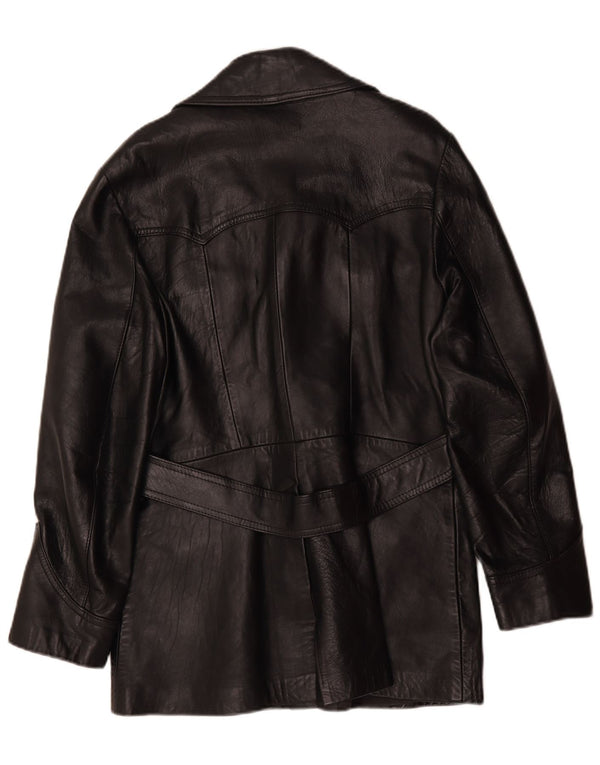 Vintage Womens Leather Coat IT 42 Medium Black