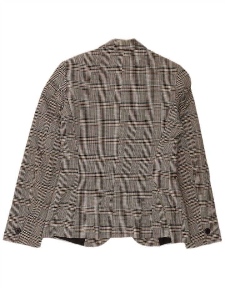 Zara Womens 1 Button Blazer Jacket EU 34 2XS Grey Check Polyester