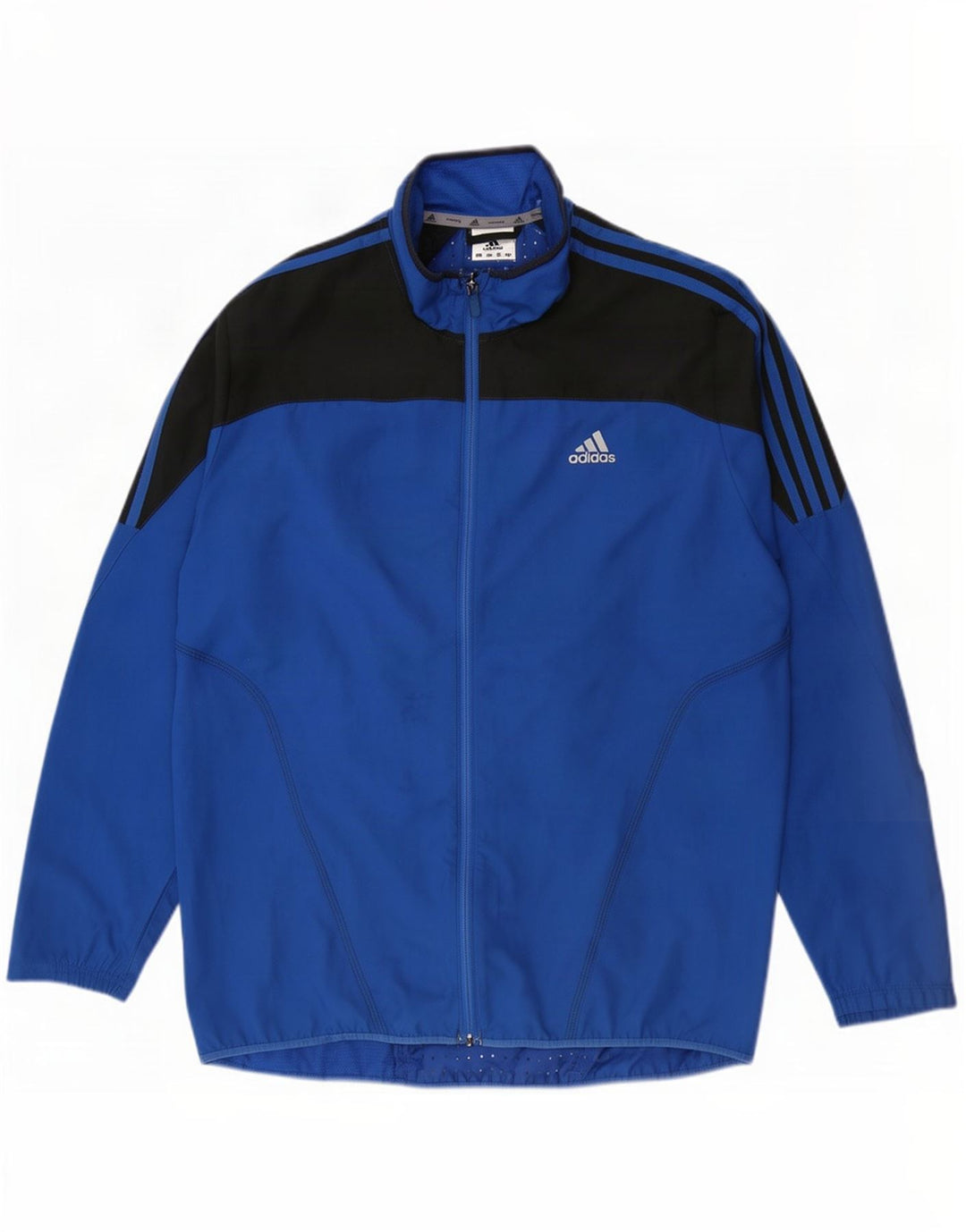 Adidas Mens Tracksuit Top Jacket Large Blue Colourblock Polyester
