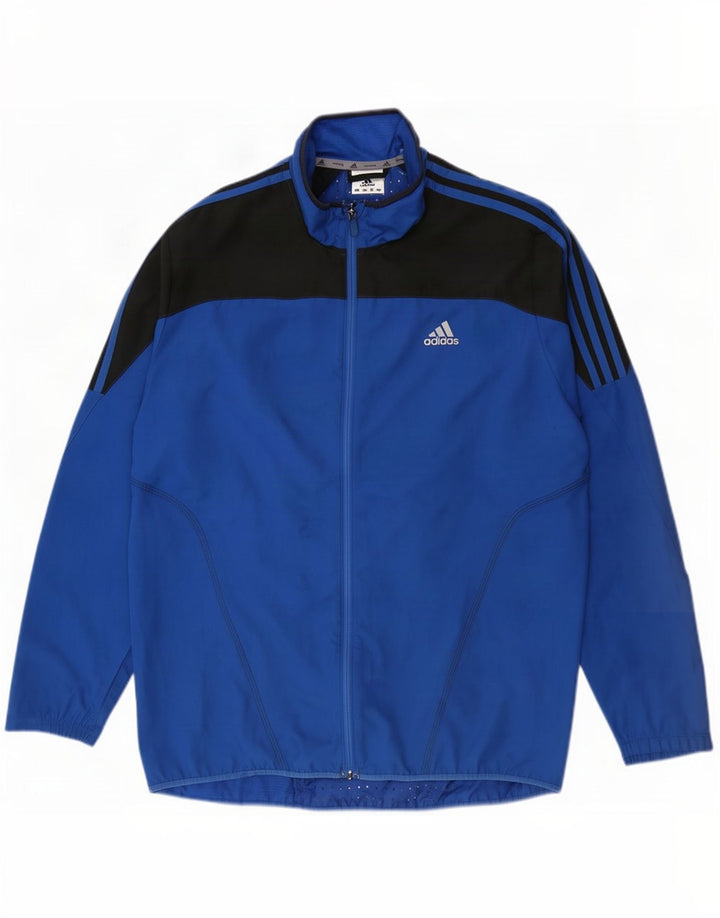 Adidas Mens Tracksuit Top Jacket Large Blue Colourblock Polyester